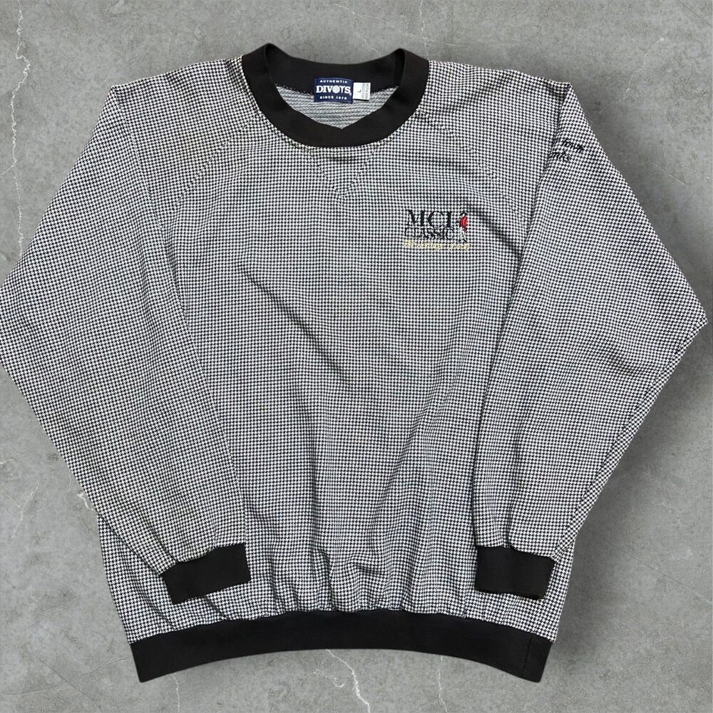 Divots Vtg Houndstooth MCI Classic Golf Club Lightweight Crewneck Sweatshirt L